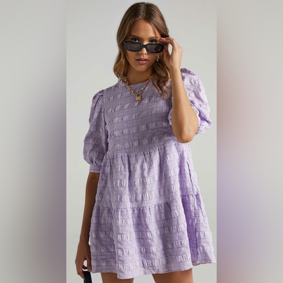 DARCIA DRESS IN LILAC CHECK - Picture 3 of 9